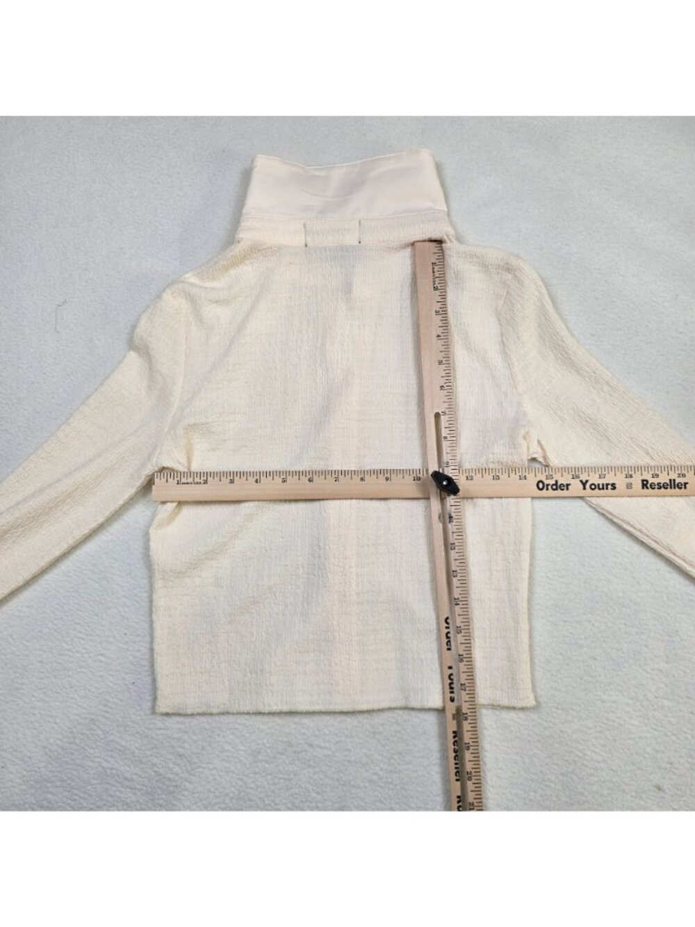 Cider Small Womens Button-Up Ivory Collared Long Sleeve Textured Shirt - Picture 3 of 3
